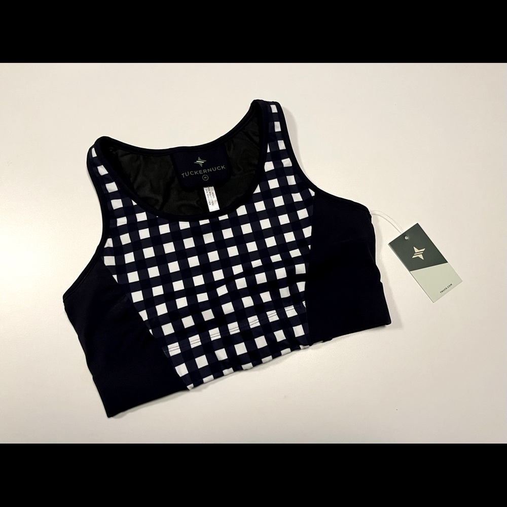 Tuckernuck Navy Gingham Sports Bra
